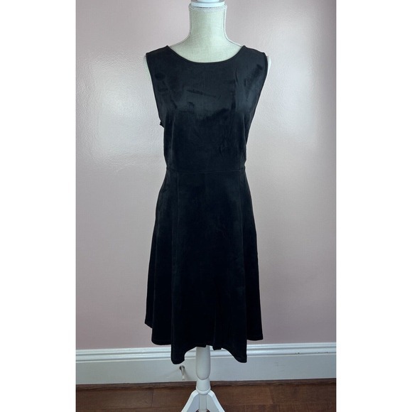 Philosophy Womens Black Faux Suede Sleeveless Dress Size 10 Retail $118‎ - Picture 3 of 9